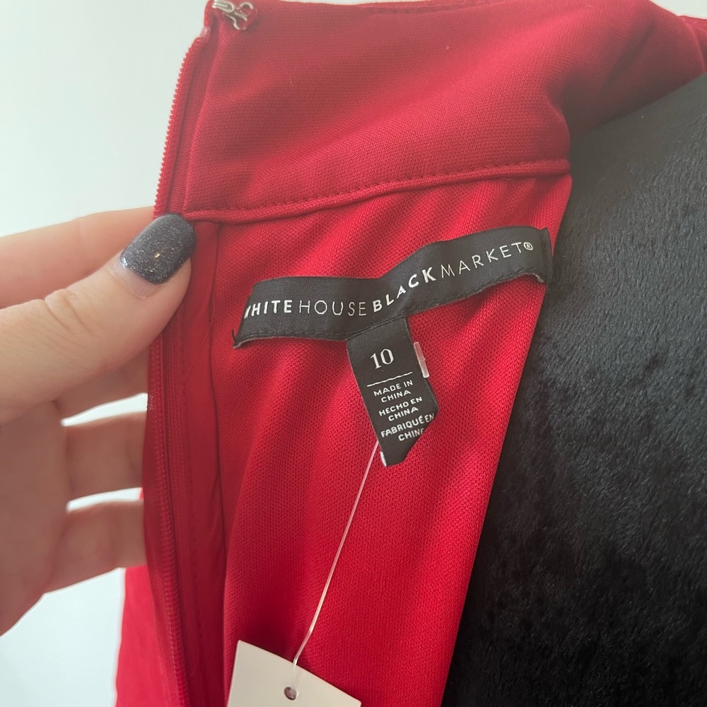 NWT-White House Black Market—-HiLo Maxi Dress-Color is Red Rose - Picture 6 of 7